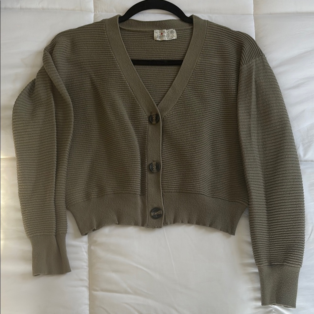 Olive Green Button-Up Women's Sweater